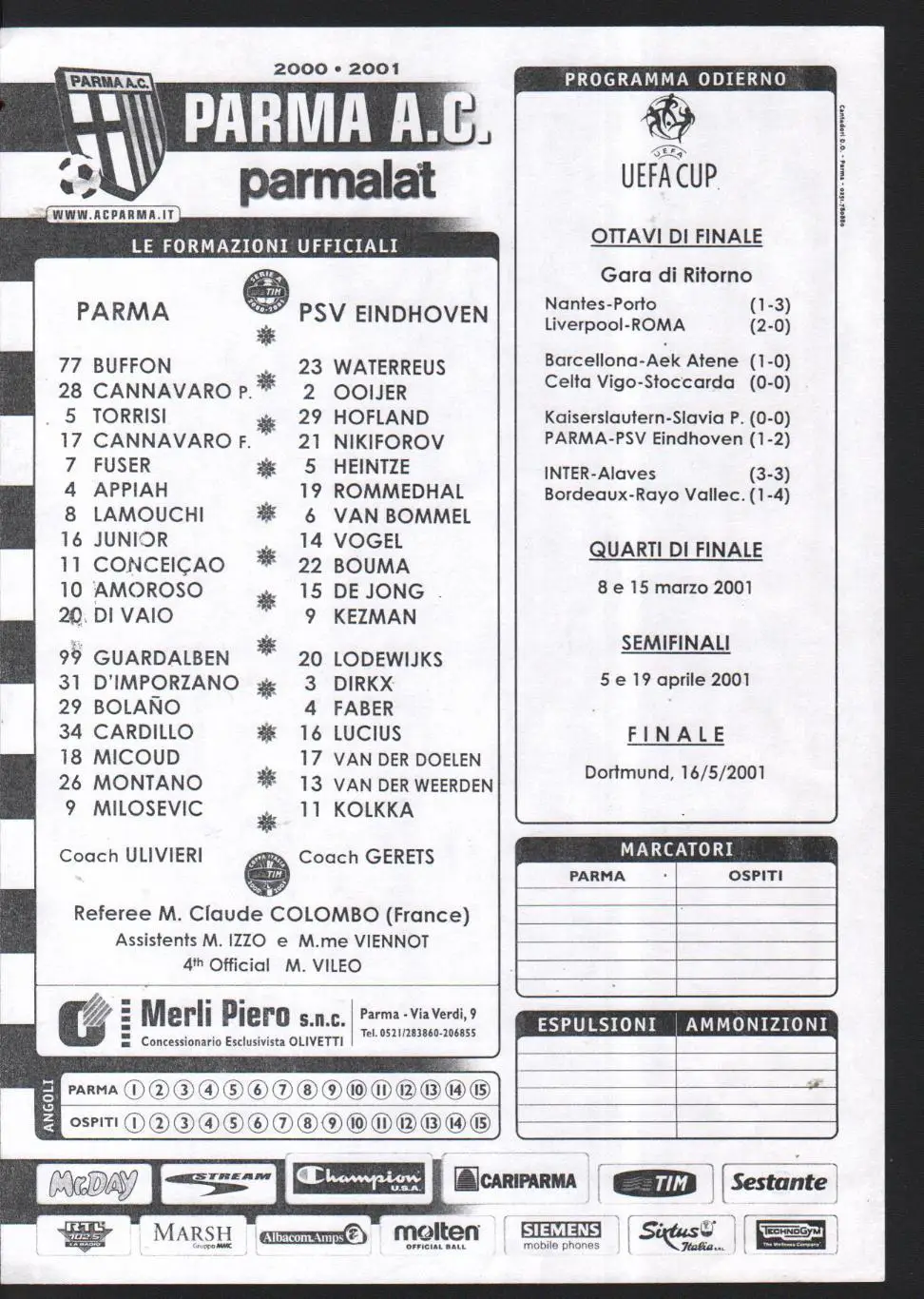 Парма - ПСВ 22.02.2001 кубок УЕФА