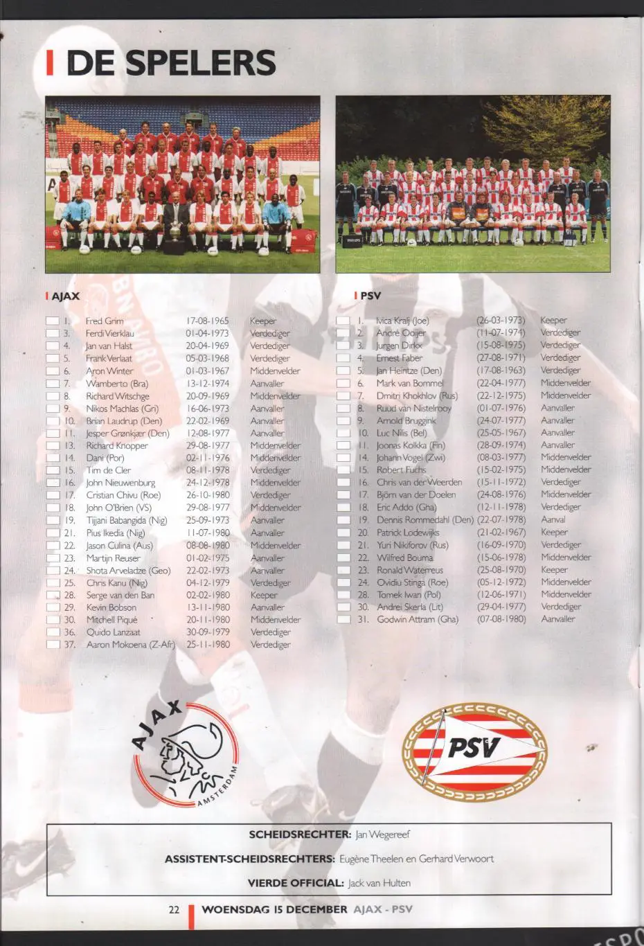 Аякс - ПСВ 1999 чемпионат Голландии 1