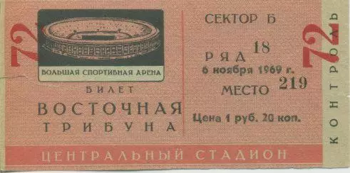 Билет от 06.11.1969 г.Какие команды встречались???