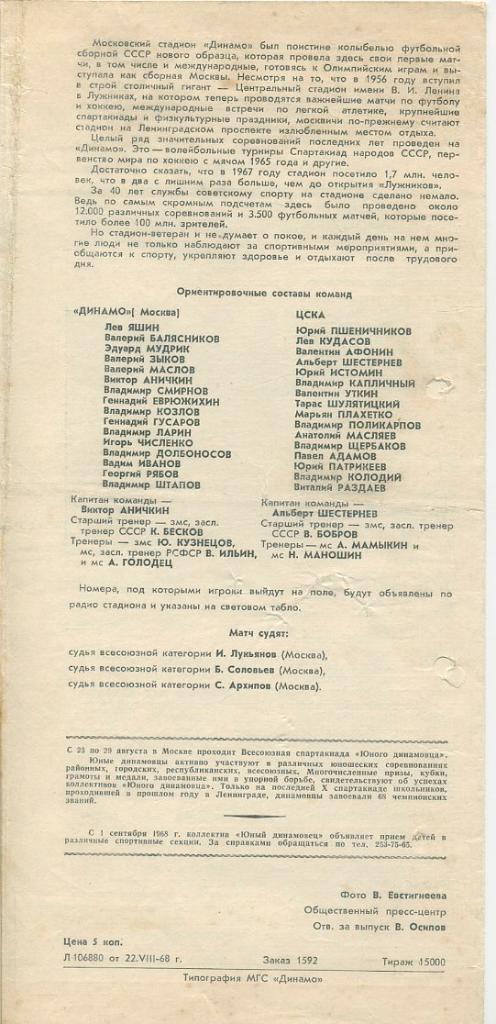 Динамо Москва - ЦСКА - 1968 1