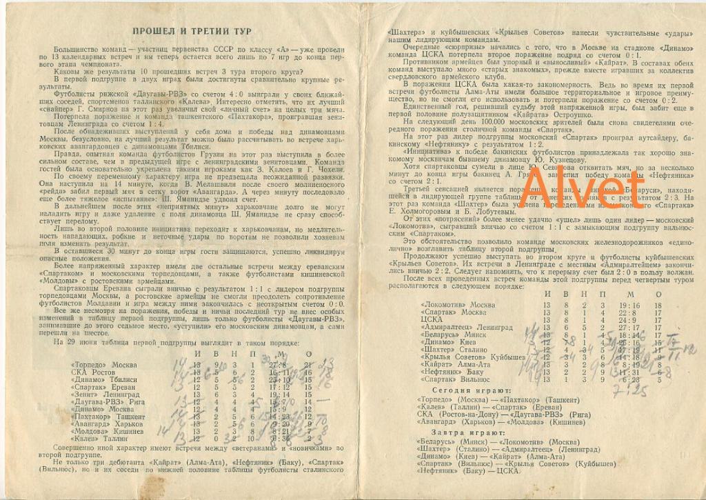 Авангард Харьков - Молдова Кишинев - 30.06.1960 1
