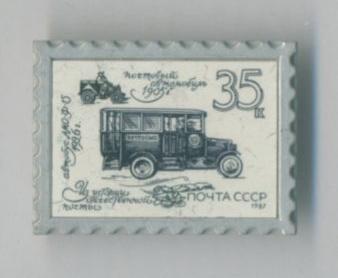 Значок переливающийся. Почтовый автомобиль 1905г. Автобус АМО-Ф 15, 1926г.