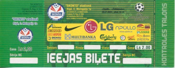 Сконто Рига - Трабзонспор Турция - 28.07.2004 Лига чемпионов, квалификация.