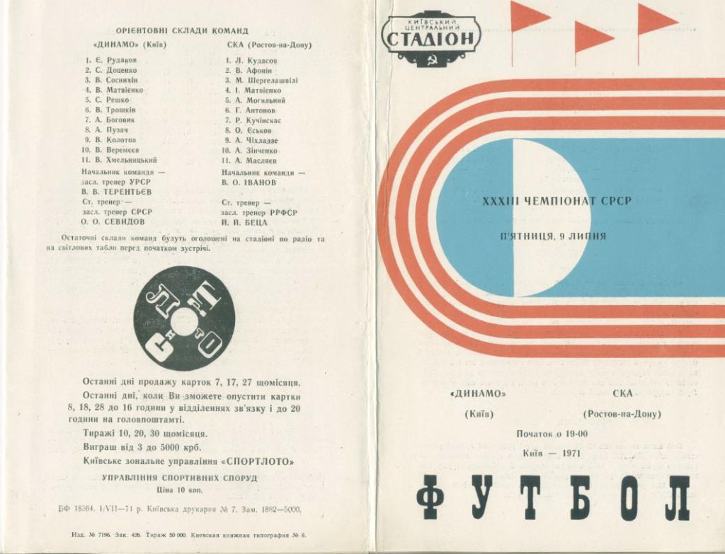 Динамо Киев - СКА Ростов-на-Дону - 1971