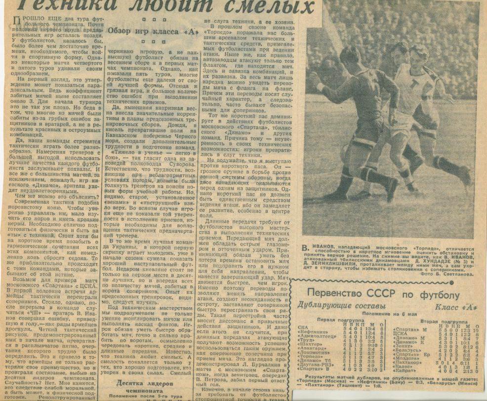 Техника любит смелых (газета Советский спорт 1961).