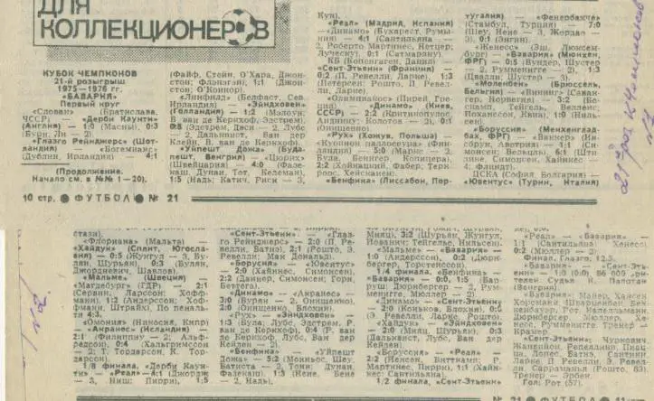 Кубок чемпионов 1975 - 1976, победитель - Бавария, Мюнхен,ФРГ .