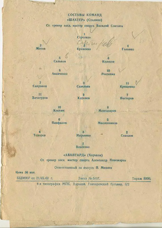 Авангард Харьков - Шахтер Сталино - 1960 г. 2
