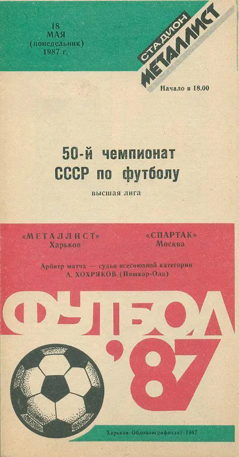 Металлист Харьков - Спартак Москва - 1987