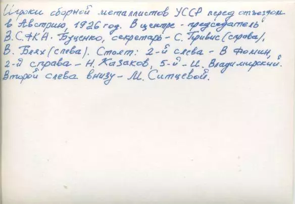 Игроки сборной металлистов УССР перед отъездом в Австрию 1926 г. 1