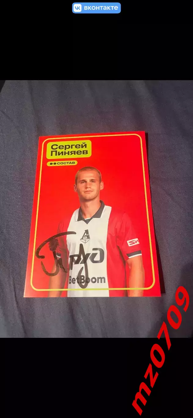 Автограф футбол Сергей Пиняев крылья советов локомотив Россия