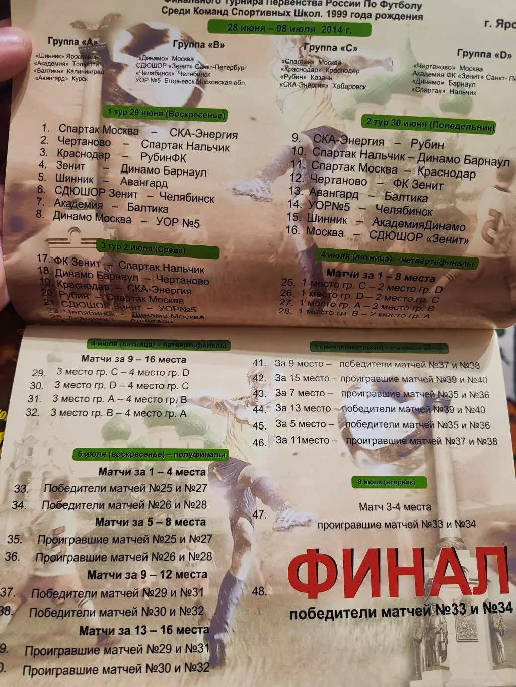 Финальный турнир Первенства России среди спортивных школ и ПФК 28.06-08.07. 2014 1