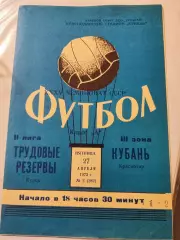 Кубань Краснодар-Трудовые Резервы Курск 27 апреля 1973
