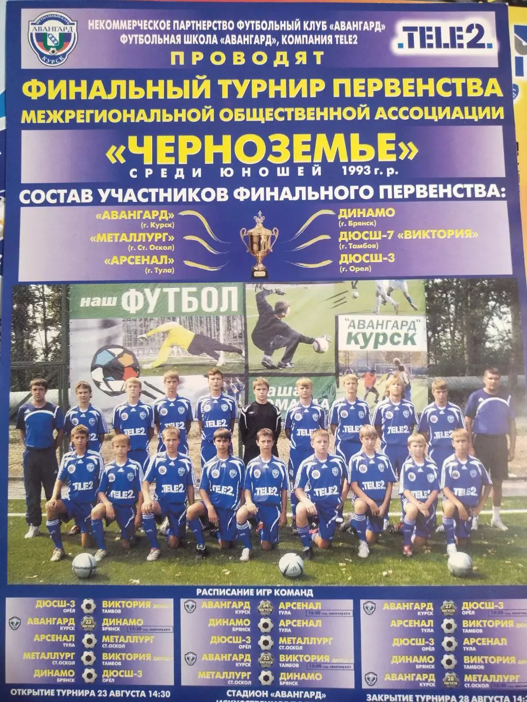 Программа финального турнира первенства МОА Черноземье 1993 г.р. 2007 Курск