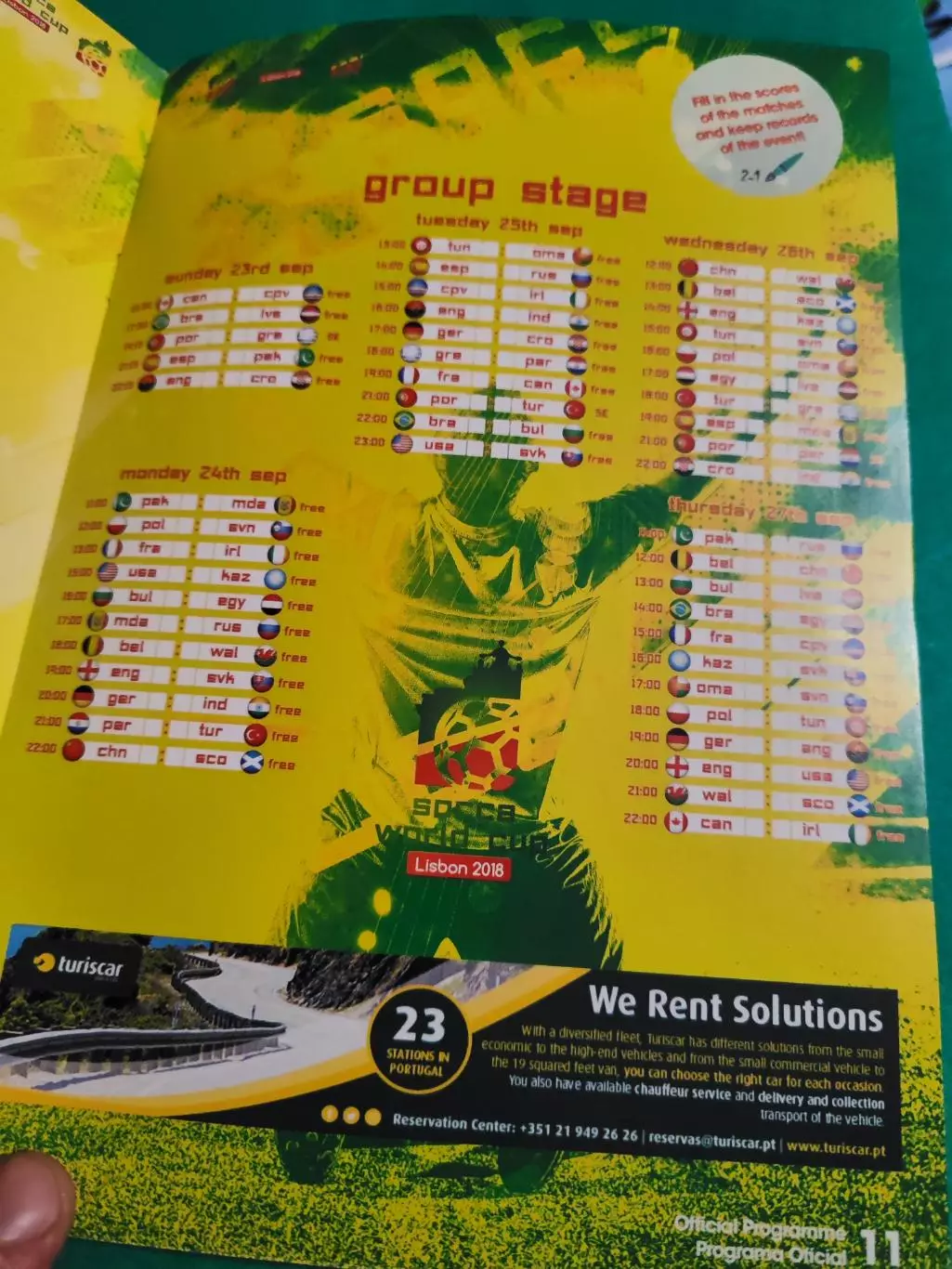 Socca world cup Lisbon 2018 официальная программа 3