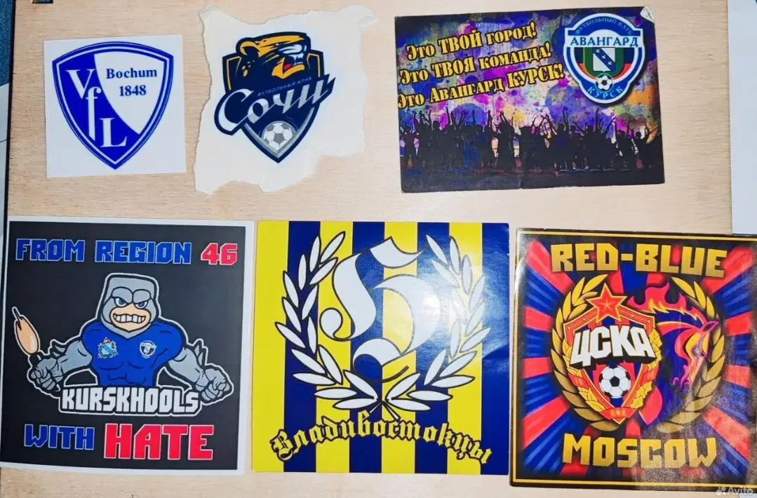 Наклейки футбольных клубов: ЦСКА, Зенит и тп 1