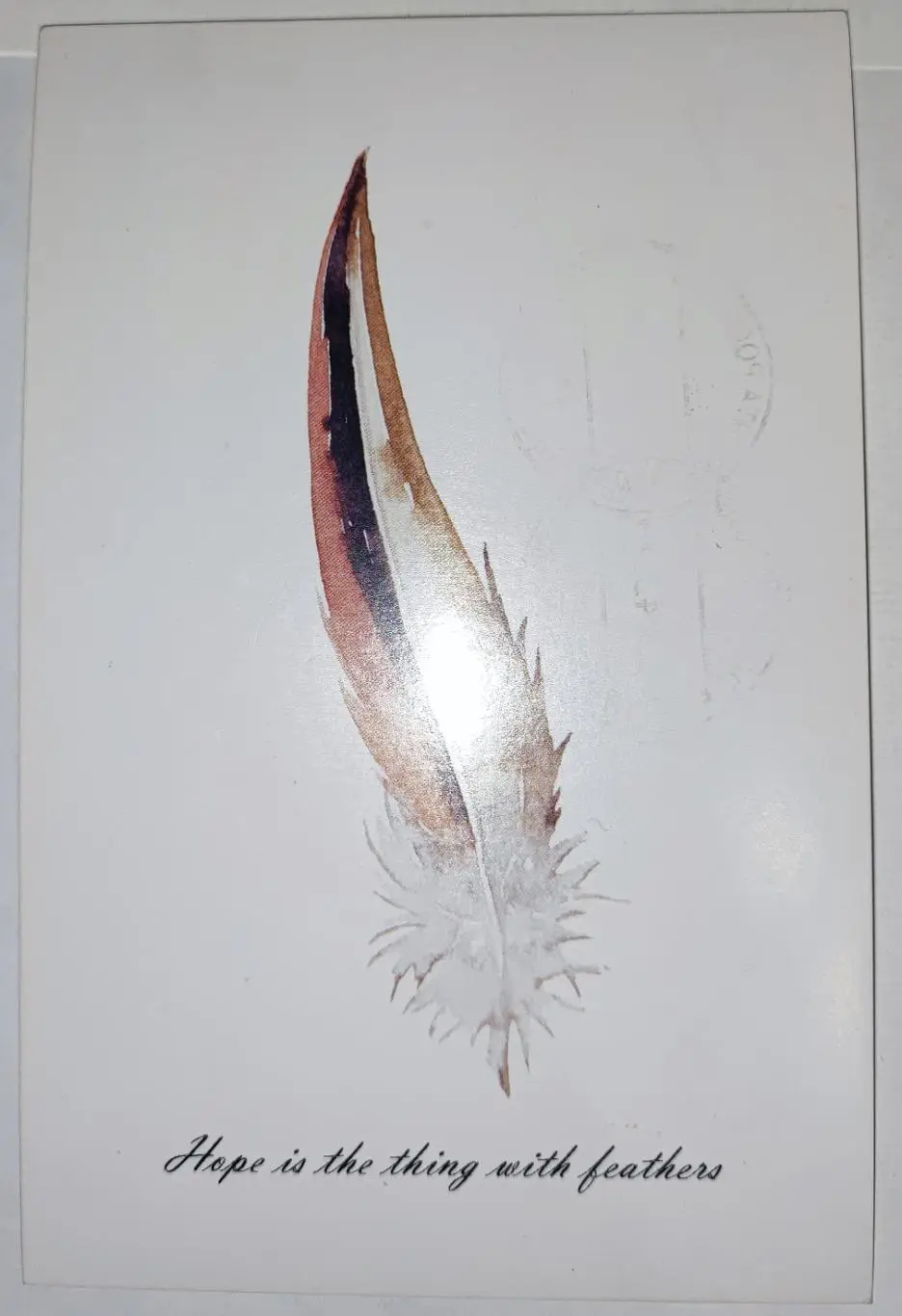 Открытка почтовая - Перо, прошла почту