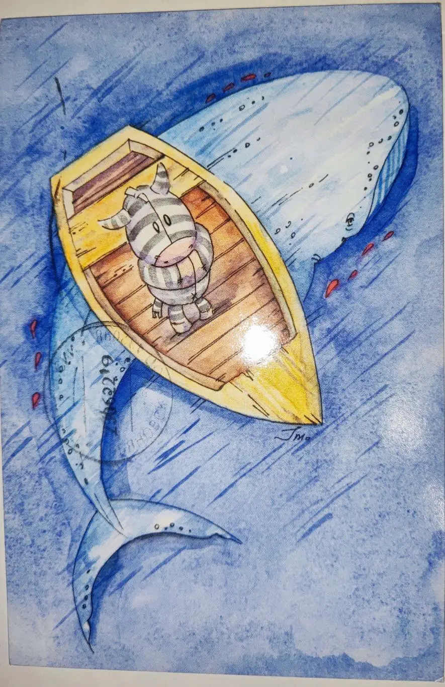 Открытка почтовая - Кит, прошла почту