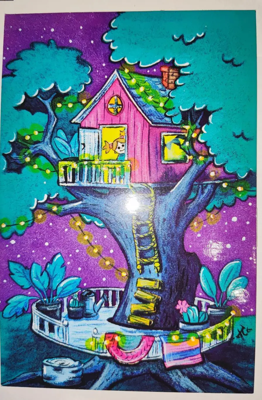 Открытка почтовая - Розовый домик, прошла почту