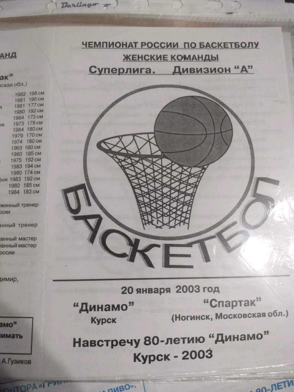 Динамо Курск - Спартак Ногинск 20.01.2003 (1)