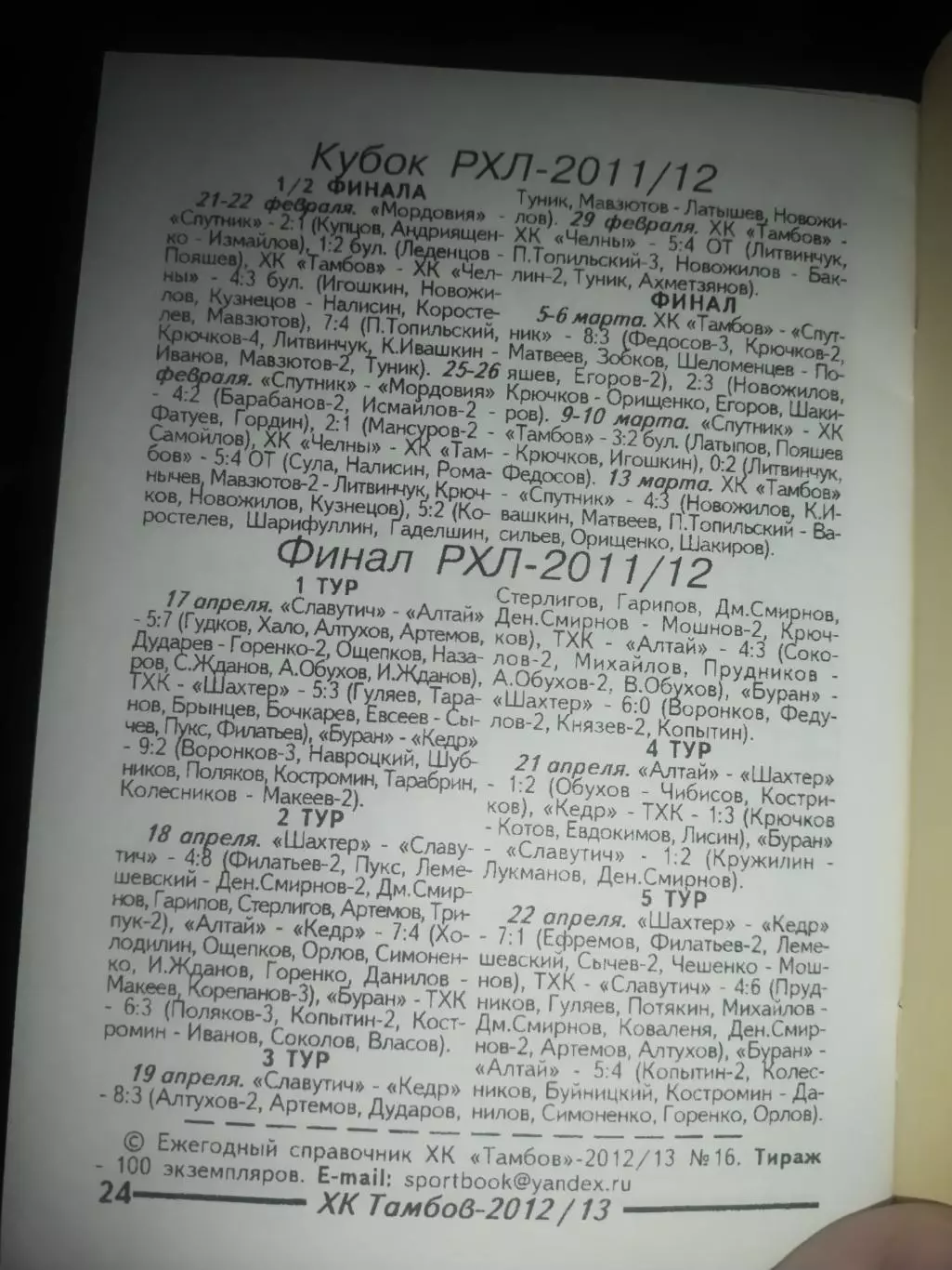 Чемпионат России, Российская хоккейная лига дивизион Запад, Хоккей 2012/13 1