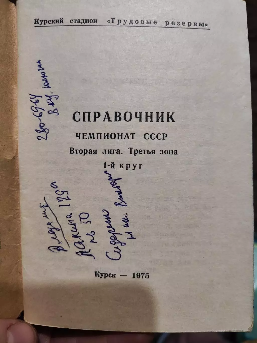 Футбольный календарь Курск Авангард 1975 1