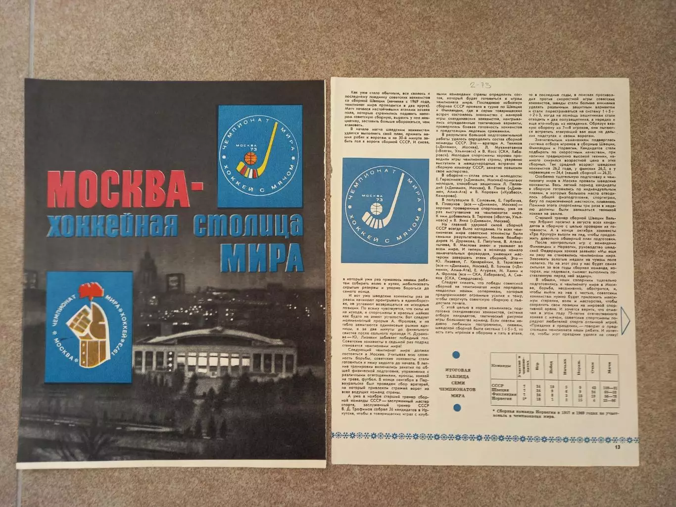 Москва - хоккейная столица мира 1973