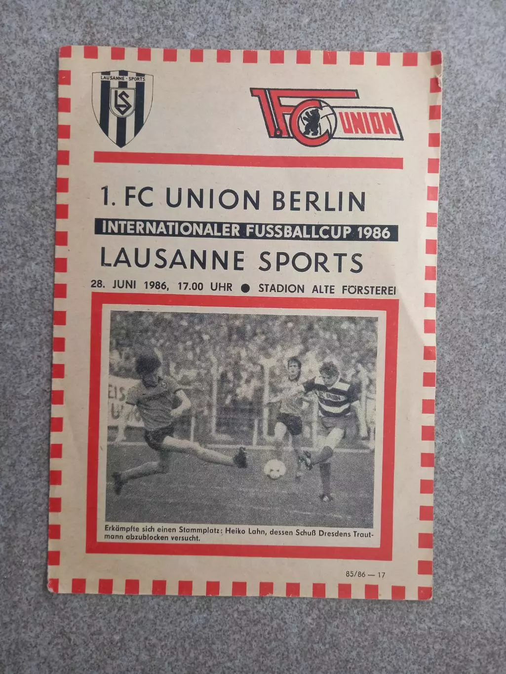 Унион Берлин ГДР - Лозанна Швейцария 1986