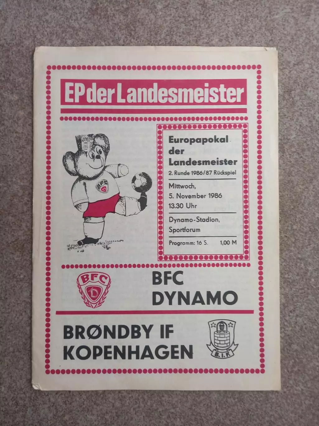 Динамо Берлин - Брондбю 1986