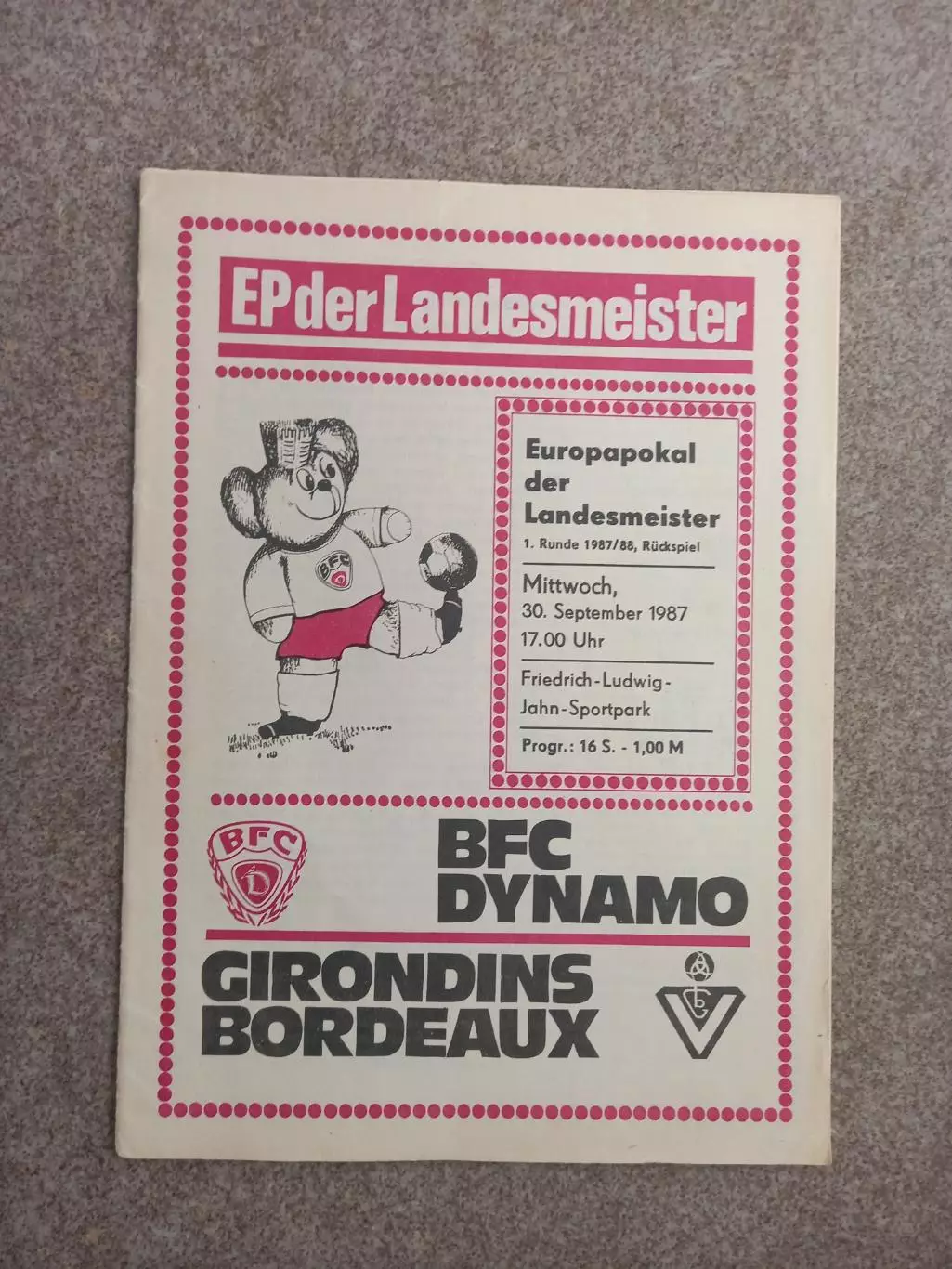 Динамо Берлин - Жиронда 1987
