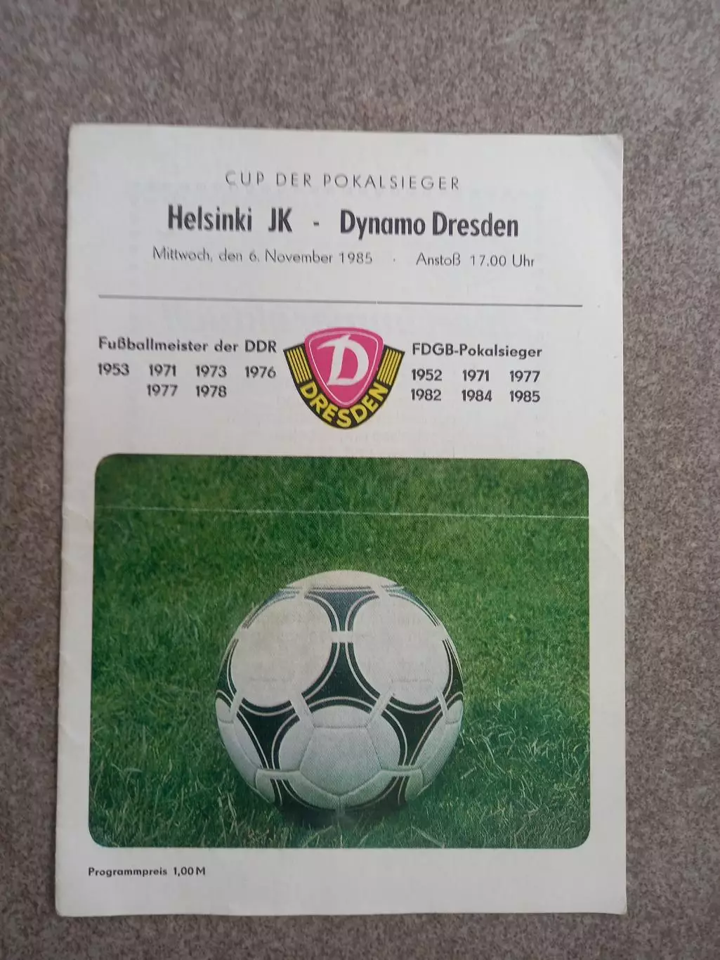 Динамо Дрезден - ХИК Хельсинки 1985
