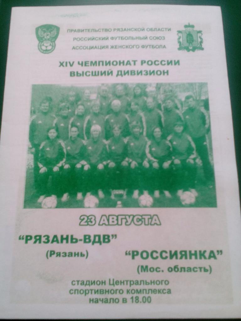 Рязань-ВДВ - Россиянка(Москва) 23.08.2005. ЧР, женщины.