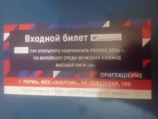 ВК КАМА (Пермь) Входной билет сезона 2025/2026. Высшая лига А.