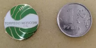 Значок ФК Торпедо Москва. зелено-белый цвет.