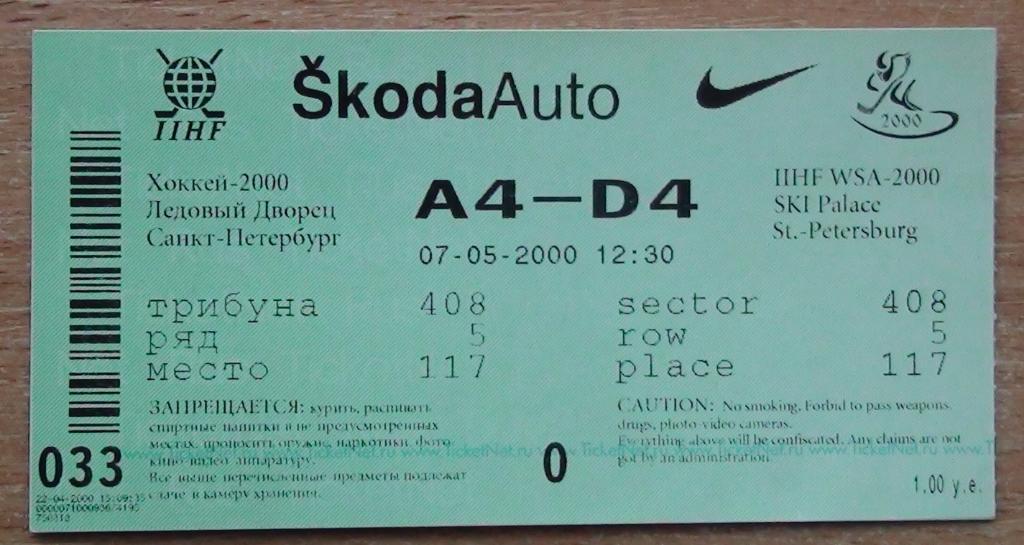 Чемпионат мира по хоккею, Санкт-Петербург. 7.05.2000, Австрия - Япония