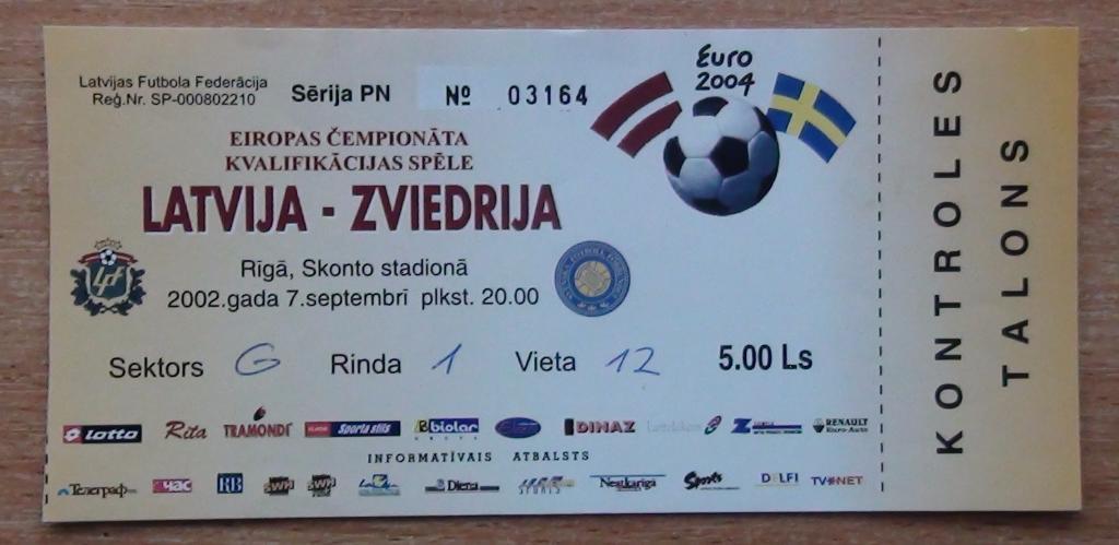 Латвия - Швеция 2002