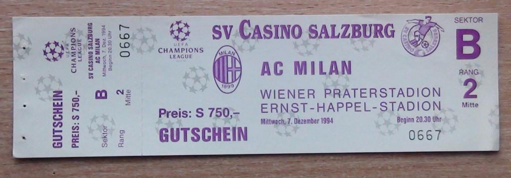 Казино Зальцбург, Австрия - Милан Италия 1994