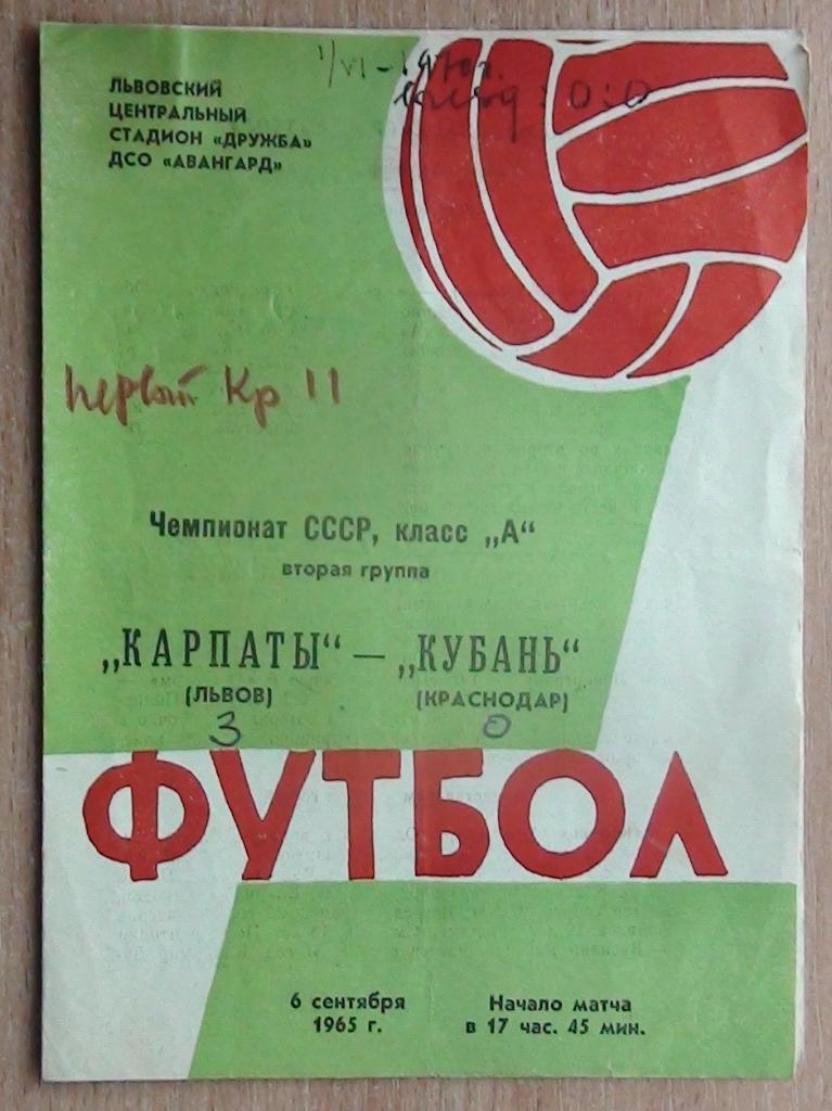 Карпаты Львов - Кубань Краснодар 1965