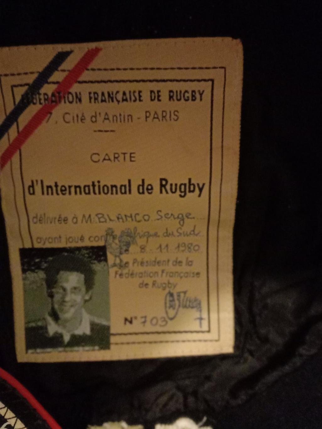 Серж Бланко,каптан сб.Франции по регби Большой шлем 1987 год,личный берет 1