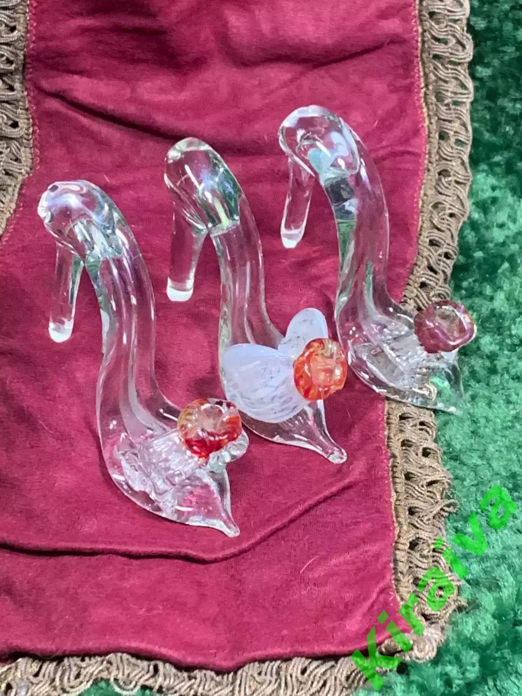 Винтажная стеклянная фигурка «Туфелька», гутное стекло, СССР, Н2491