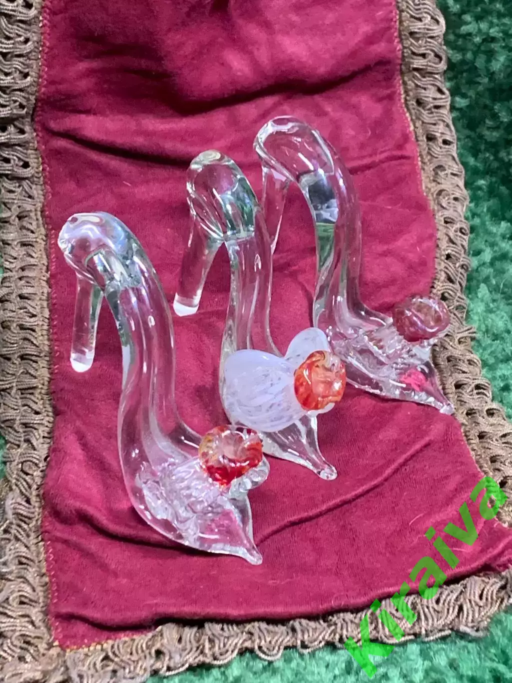 Винтажная стеклянная фигурка «Туфелька», гутное стекло, СССР, Н2491 2