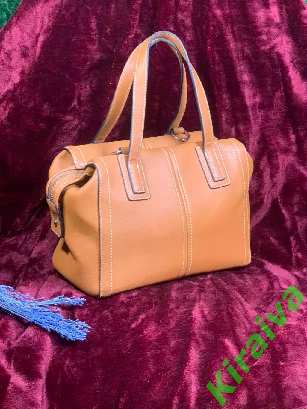 Сумка женская саквояж Pieces светло-коричневая / рыжая из эко-кожи Н2517