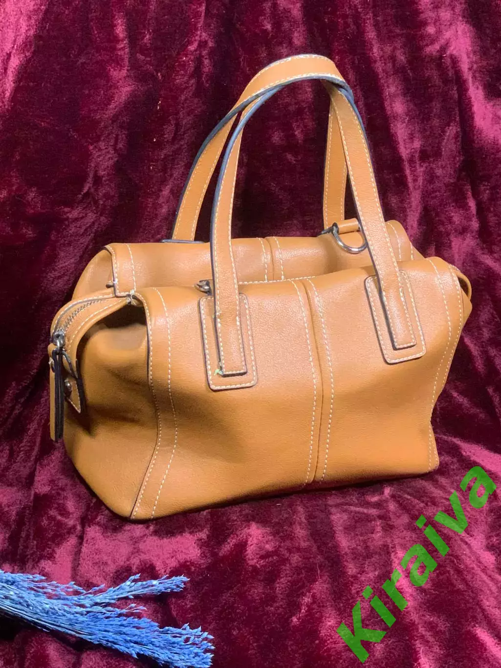 Сумка женская саквояж Pieces светло-коричневая / рыжая из эко-кожи Н2517 1