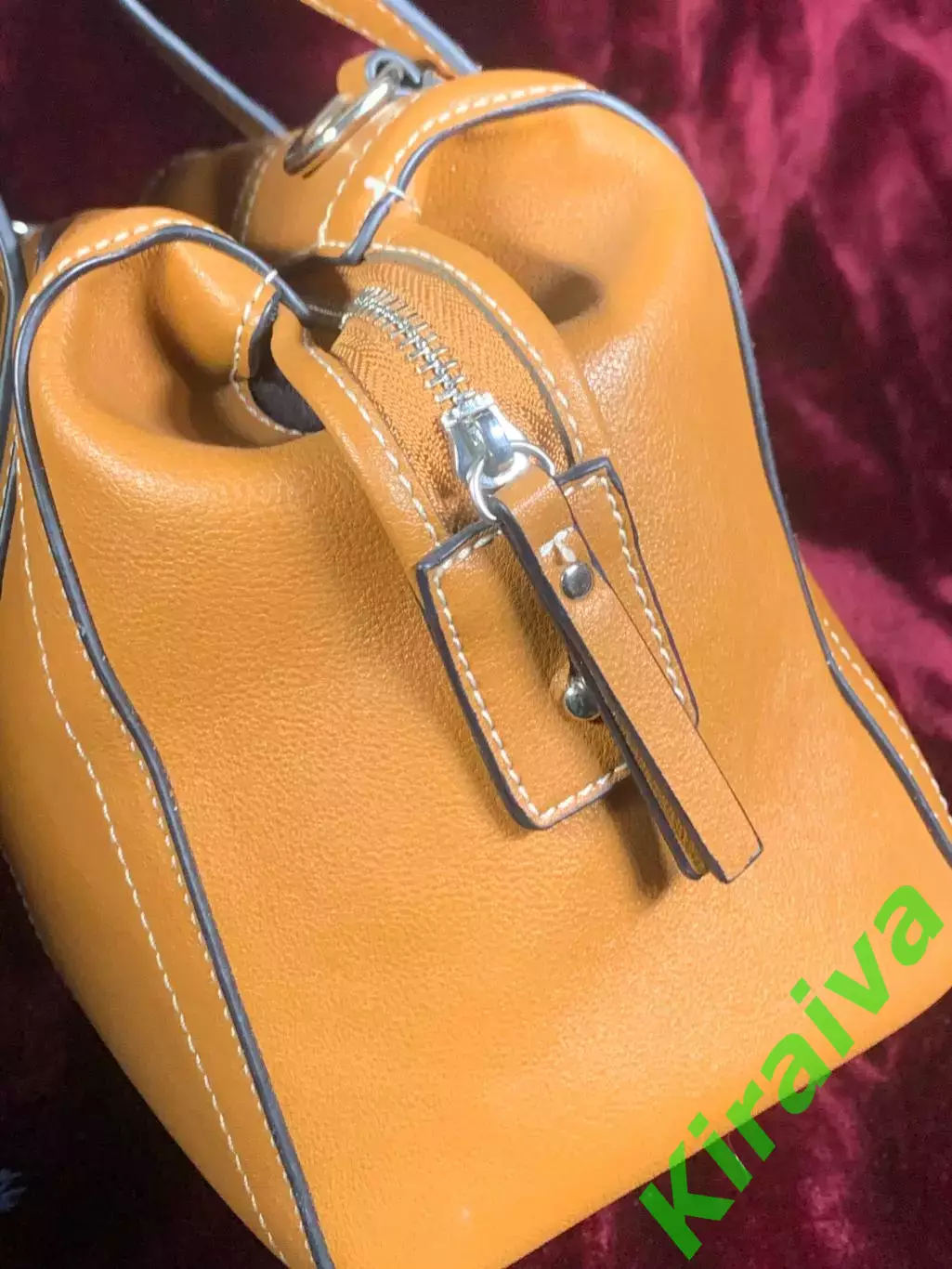 Сумка женская саквояж Pieces светло-коричневая / рыжая из эко-кожи Н2517 2