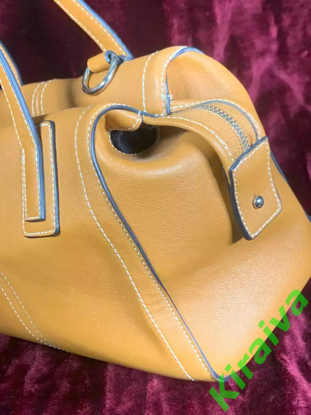 Сумка женская саквояж Pieces светло-коричневая / рыжая из эко-кожи Н2517 3