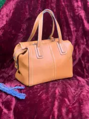 Сумка женская саквояж Pieces светло-коричневая / рыжая из эко-кожи Н2517