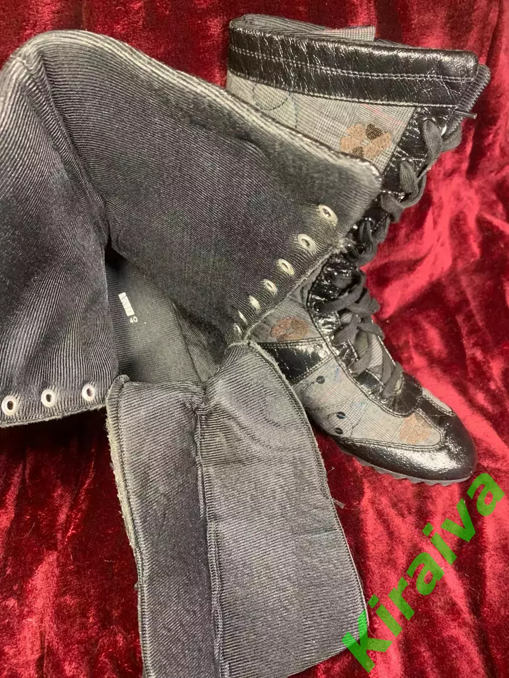 Сапоги женские спортивные высокие на шнурках текстиль р.40 (25,5 см) Н2519 4