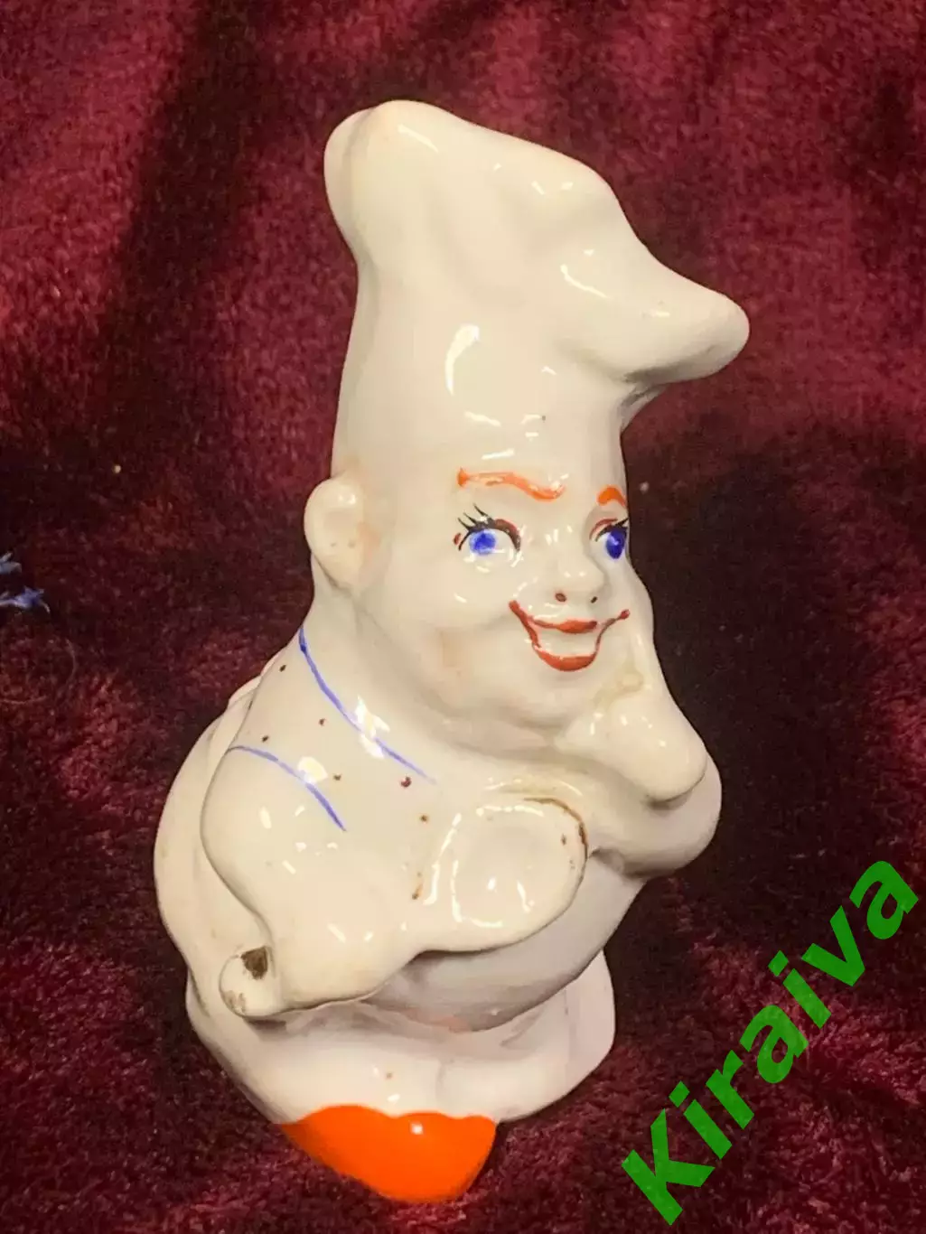 Статуэтка-солонка «Повар» (Поварёнок), советский винтаж, фарфор, Н2520 Городницк 7