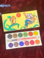 Винтажный набор сухих акварельных красок на 12 цветов с кисточкой «Крошк (Н2598)