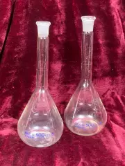 Колба лабораторная мерная стеклянная 500 мл Hungary винтаж комплект 2 шт (Н2600)