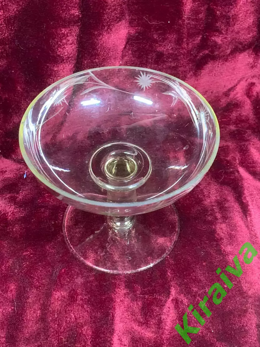 Ваза хрустальная для конфет фруктов на ножке с травлением СССР (Н2602) 1